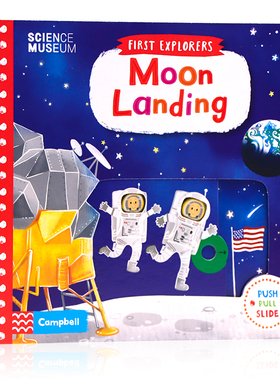 小小探险家系列机关操作书登月First Explorers Moon Landing英文原版绘本幼儿童科普启蒙认知探索推拉滑动纸板书亲子玩具书1-6岁