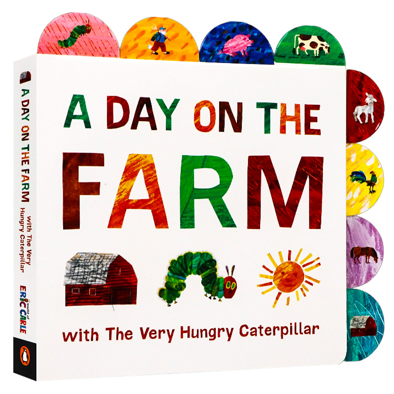 艾瑞卡尔纸板翻翻书 饥饿的毛毛虫在农场的一天 英文原版绘本A Day on the Farm with The Very Hungry Caterpillar 宝宝情绪认知