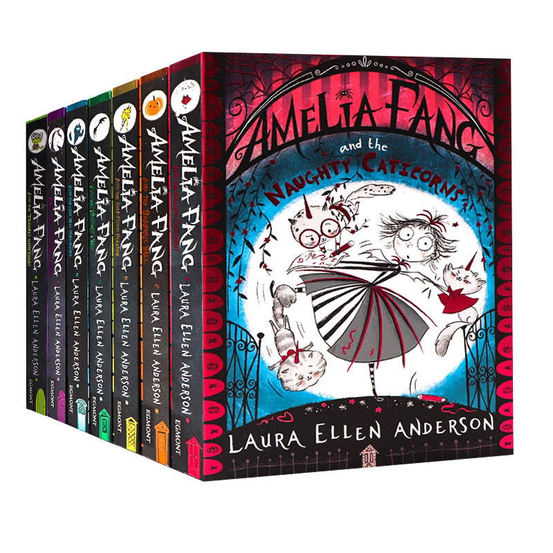 现货阿米莉亚·芳科幻冒险系列7册 小吸血鬼英文原版 Amelia Fang and the Naughty Caticorns 英语章节桥梁漫画书 青少年趣味读物