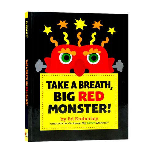 深呼吸 大红怪 Take a Breath Big Red Monster 英文原版 儿童情绪管理绘本故事 亲子读物 走开绿色大怪物续作 Ed Emberley 精装