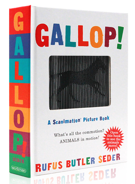 英文原版 光与影视觉动画书系列 Gallop!: A Scanimation Picture Book 马步 动画效果翻翻书 神奇动画书waddle绘本