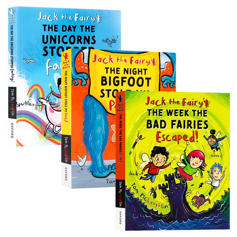 小精灵杰克3册英文原版章节桥梁书 Jack the Fairy The Week the Bad Fairies Escaped 坏精灵出逃的一周大脚怪偷我裤子的那个晚上