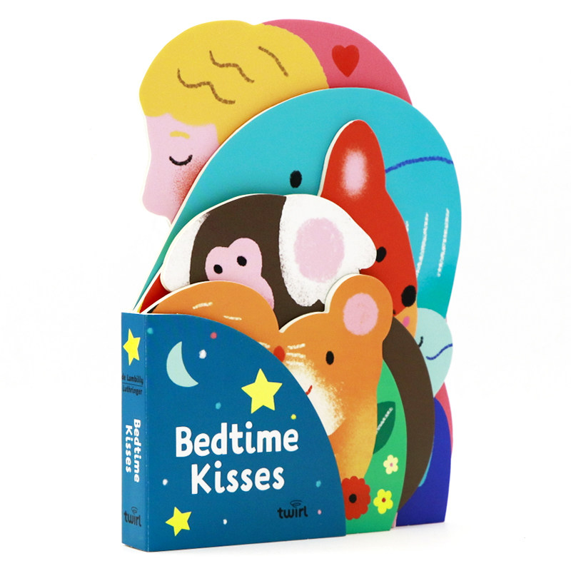睡前之吻异形书 英文原版绘本 Bedtime Kisses 儿童早教英语启蒙认知造型纸板书 睡前亲子互动共读异形游戏玩具书 彩色插图图画书