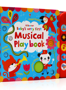 英文原版绘本Baby'S Very First Touchy Feely Musical Play Book纸板触摸发声书 翻翻书 Usborne出品