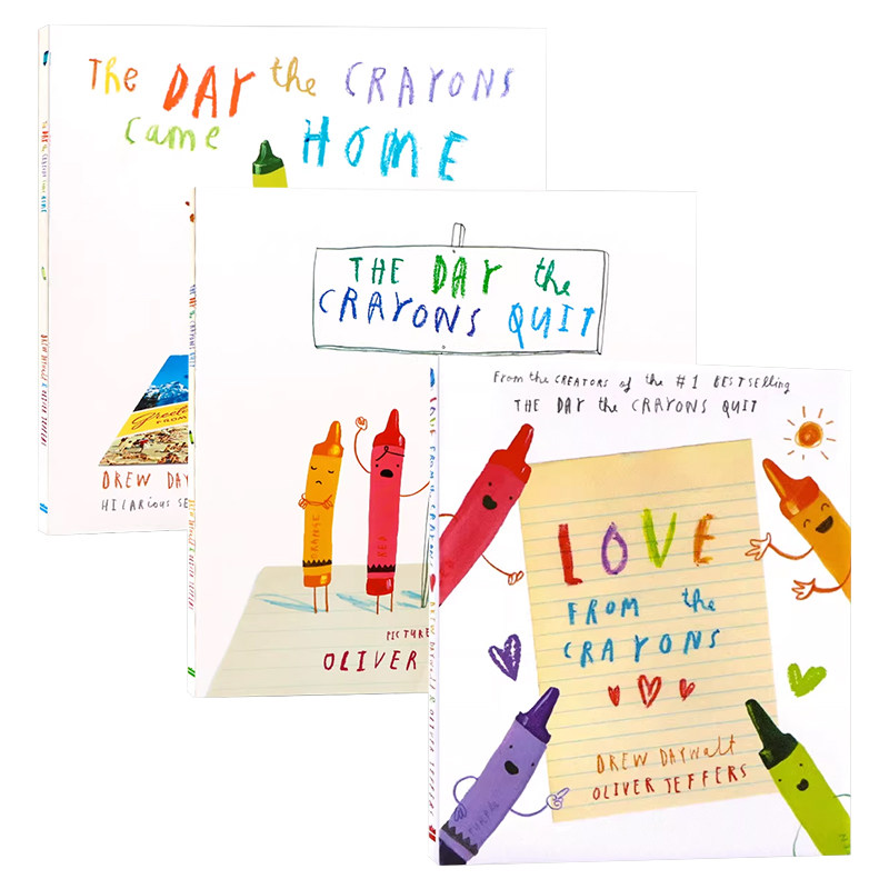 Oliver Jeffers 小蜡笔大罢工系列3册 英文原版绘本 The Day The Crayons Came Home 奥利弗杰弗斯 儿童启蒙认知图画故事书 全彩