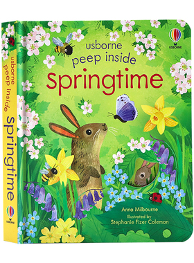 Usborne 偷偷看里面系列 Peep Inside springtime 春天 英文原版绘本 3-6岁儿童启蒙纸板机关翻翻书 2023年新品 早教认知 洞洞书