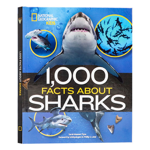 美国国家地理儿童科普百科 关于鲨鱼1000个事实 英文原版 1000 Facts About Sharks  海洋生物大揭秘 自然科学启蒙读物 全彩图解