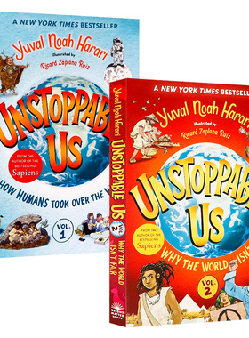 漫画版势不可挡的人类2册  英文原版 How Humans Took Over the World 我们如何掌控世界/世界为何不公平 人类简史 儿童插图历史