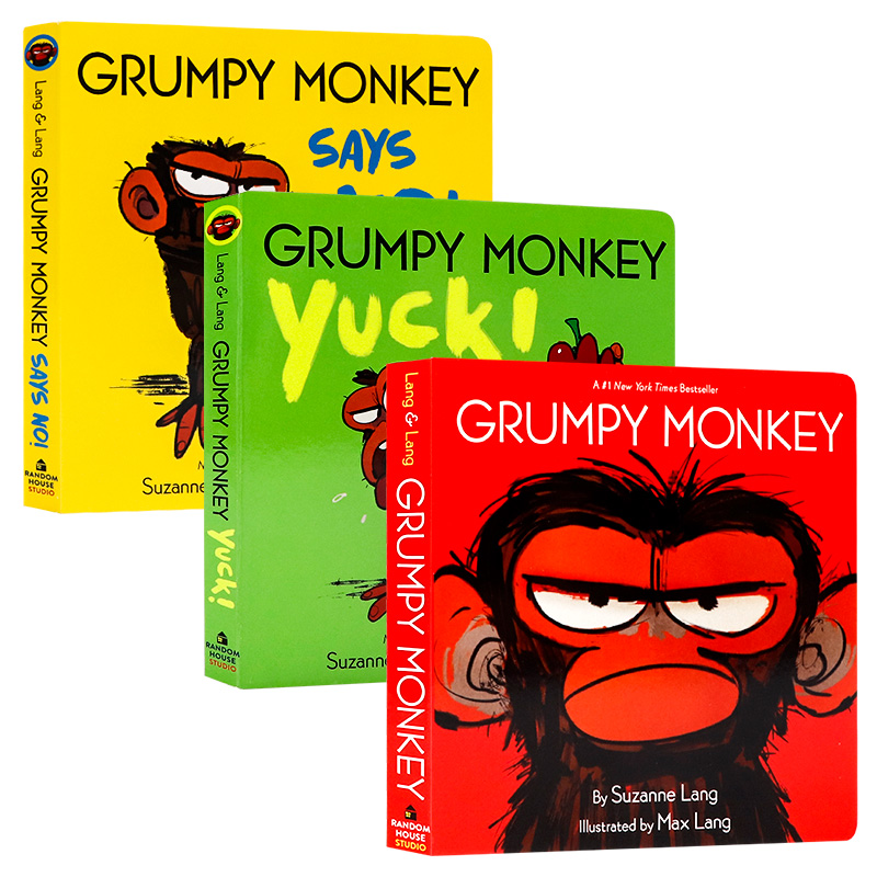 暴躁小猴子系列3册 讨厌/说不要 英文原版绘本 Grumpy Monkey Yuck/ Says No 亲子共读儿童启蒙纸板书 行为习惯养成 全彩趣味插图