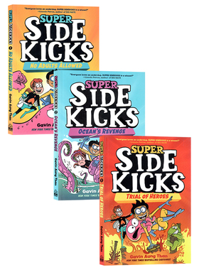 超级跟屁虫3册 英文原版漫画 The Super Sidekicks No Adults Allowed Ocean's Revenge Trial of Heroes 幽默动作冒险漫画平装