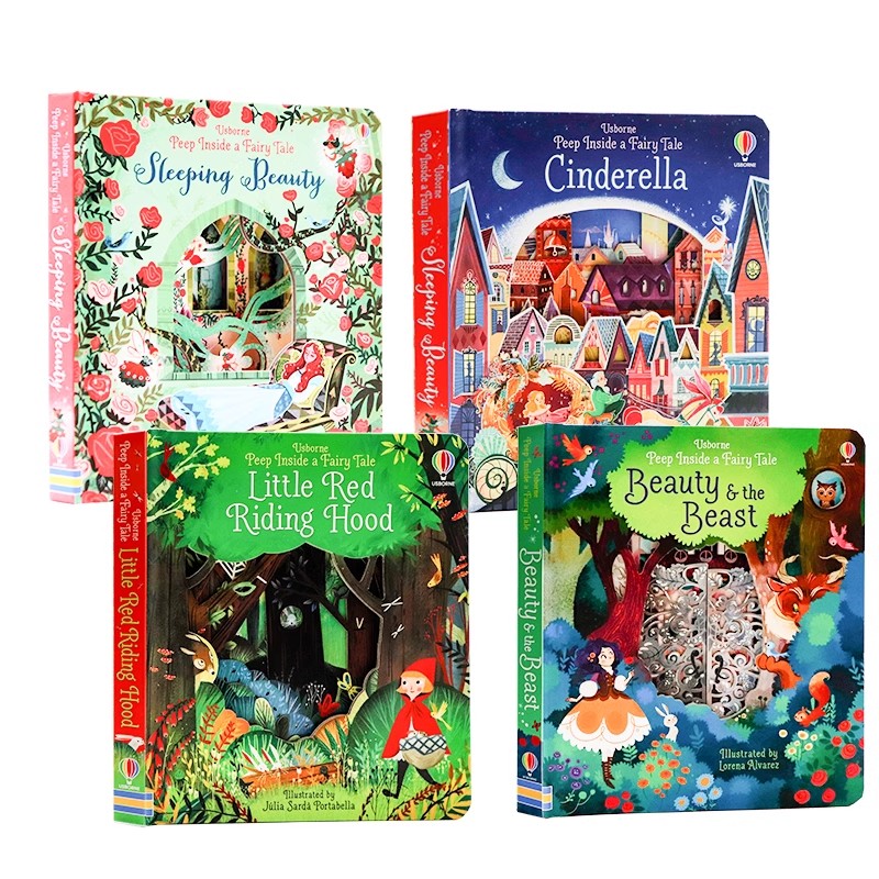 Usborne偷偷看里面童话4册盒装 英文原版绘本 Peep Inside a Fairy Tale boxed set 灰姑娘睡美人经典童话故事洞洞书儿童故事绘本