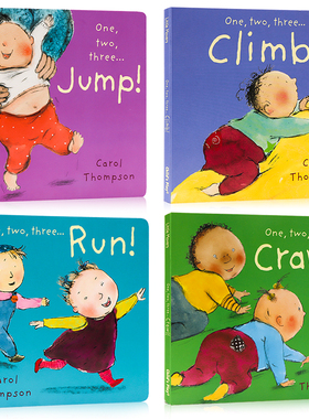 Little Movers系列4册 one two three...Jump Climb Run Crawl 英文原版绘本 低幼儿童英语启蒙图画书 亲子共读 Carol Thompson