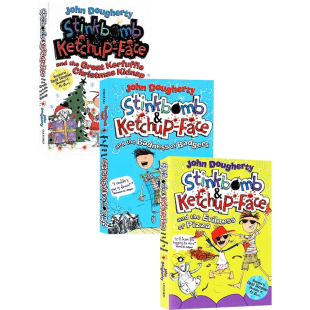 臭弹和番茄酱脸3册英文原版章节书 Stinkbomb and Ketchup 披萨的邪恶/圣诞节绑架案/獾的恶行 Mr Gum同插画师 儿童英语书牛津阅读