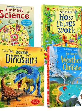 Usborne看里面系列翻翻书 揭密天气/万物运转的秘密/科学/恐龙世界4册 英文原版绘本See Inside Weather/Dinosaurs科普纸板书