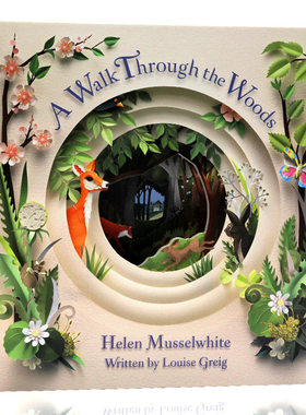 穿过丛林立体书 英文原版绘本 A Walk Through the Woods 获奖名家绘本 剪纸立体书纸雕书 趣味百科书籍 Louise Greig精装