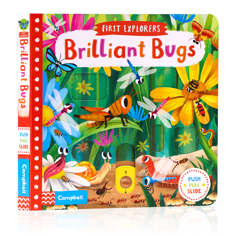 小小探险家系列机关操作书聪明的虫子First Explorers Brilliant Bugs英文原版绘本幼儿童科普启蒙认知推拉纸板书亲子玩具书1-6岁