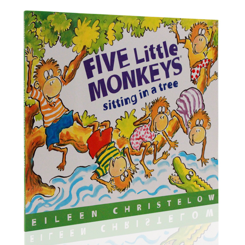 英文原版绘本 Five Little Monkeys Sitting In A Tree 五只小猴坐在树上 平装 廖彩杏书单 第十三周 fivelittle monkeys