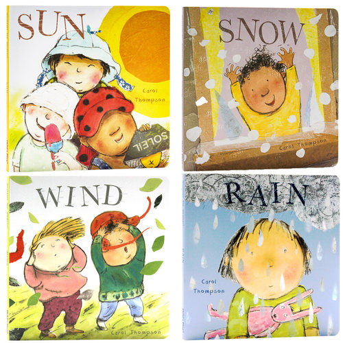 Whatever the Weather天气认知系列4册合售 风Wind雨Rain太阳Sun下雪Snow  英文原版绘本Child’s Play出版 儿童启蒙纸板图画书
