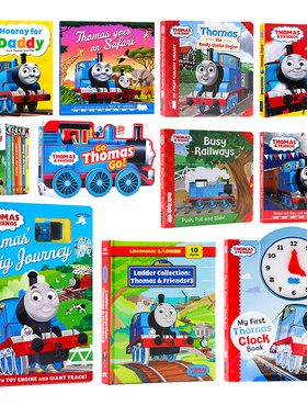 托马斯和他的朋友们绘本英文版 Thomas 系列英语书籍涂色贴纸故事书手掌书分级阅读 Thomas Clock Book 时钟书 托马斯轨道火车玩具