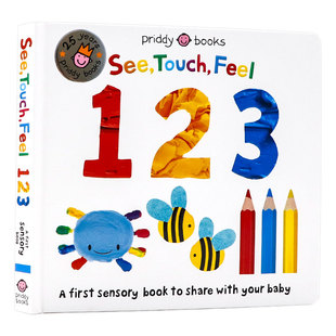 Touch 单词学习书幼儿英语启蒙纸板书字母图书认知能力启蒙Roger Feel 绘本进口原版 Priddy 123翻翻触摸书数字学习英文原版 现货See