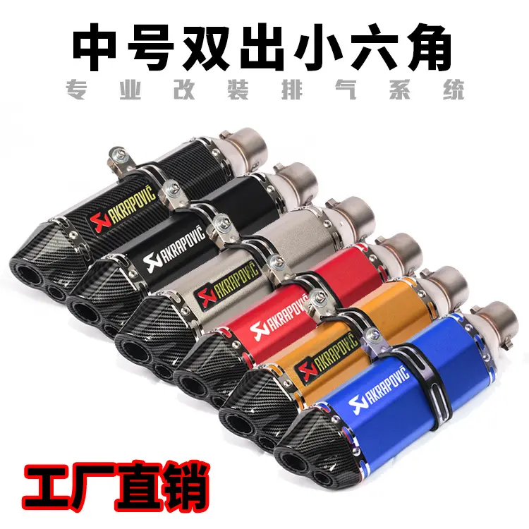 摩托车小忍者250黄龙300 R325CBR300 ZX6R改装通用六角双嘴排气管