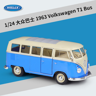 新款 24大众1963T1巴士BUS面包车仿真合金成品汽车模型玩具 威利1