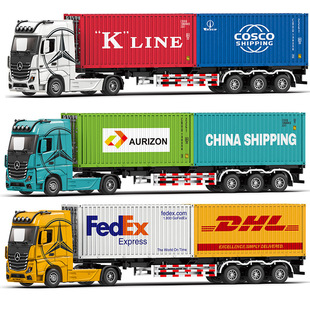 1/24大型双托集装箱货柜车模型运输大卡车灯光音乐玩具礼物摆件