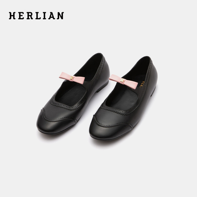 HERLIAN 2026春季新品蝴蝶结芭蕾舞鞋玛丽珍浅口小皮鞋
