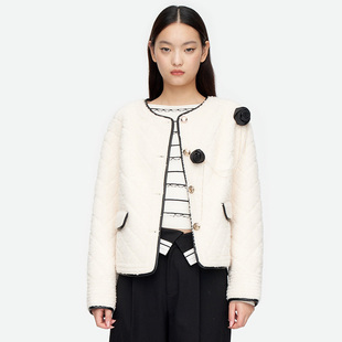 herlian时尚 饰绵羊毛小香风外套 立体花朵装