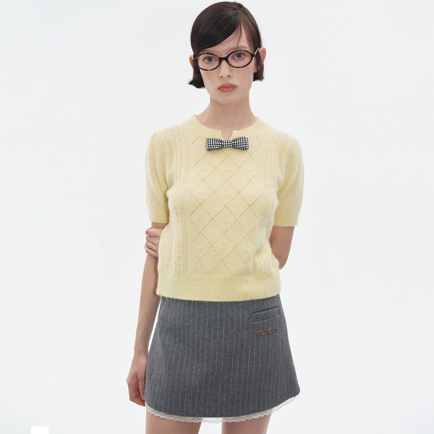 HERLIAN 新品女士低腰钉珠logo蕾丝边裤裙,女装/女士精品,半身裙,淘宝优惠券,粉丝福利购,淘宝优惠卷