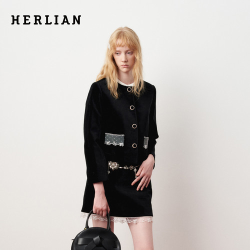 HERLIAN复古宫廷蕾丝丝绒短外套