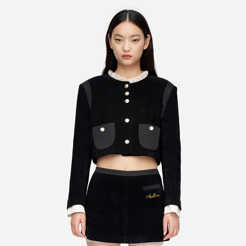 herlian小香风短款灯芯绒外套