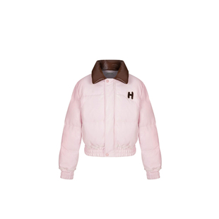 HERLIAN 冬季小个子粉色翻领加厚保暖蛋白皮羽绒服短款外套上衣女