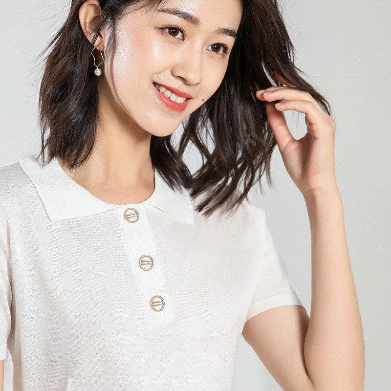 针织欧货大版网红ins潮olo港味t恤2024衫女夏体恤短袖上衣新款女p