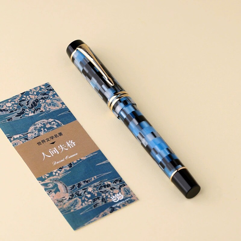 JTL105艺术风格钢笔蓝色迷彩镀金高端签字笔办公文具