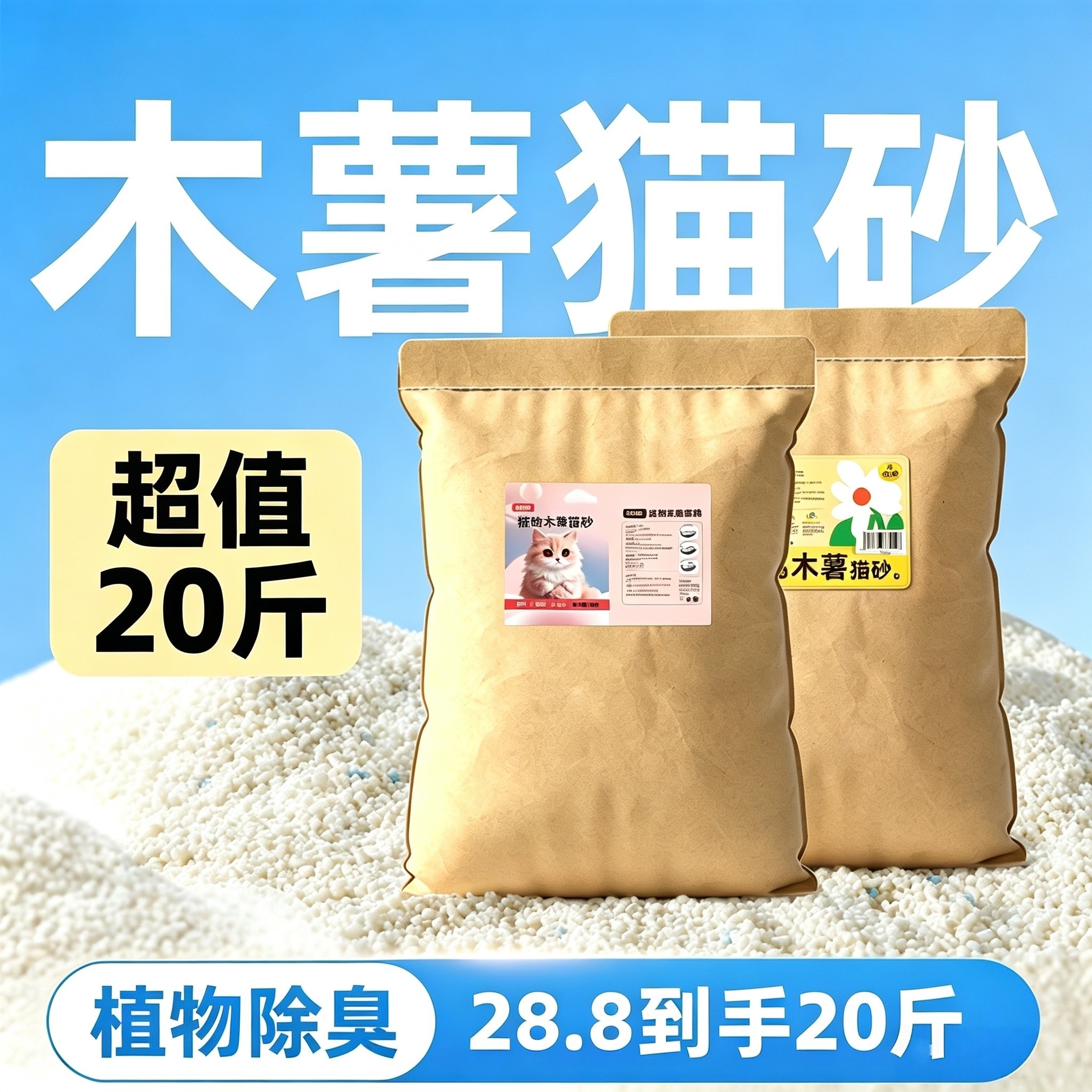 猫砂木薯猫砂木薯沙除猫砂豆腐砂臭无纯木薯尘包邮植物混合幼猫砂