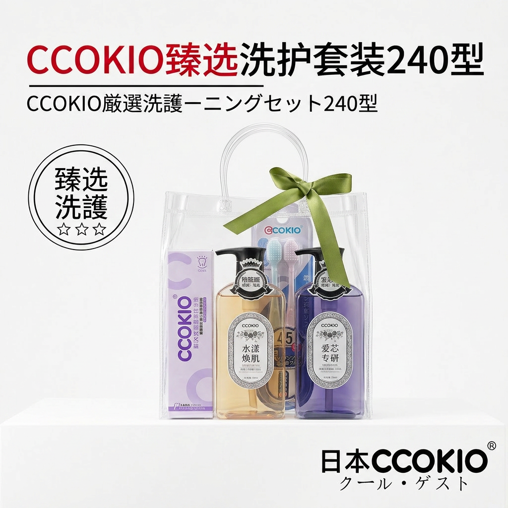 日本CCOKIO多功能个护套装洗发水沐浴露牙膏牙刷臻选240型礼盒