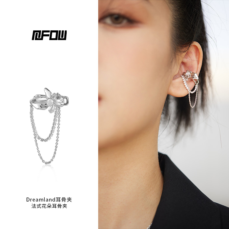 mfow复古法式大花耳骨夹