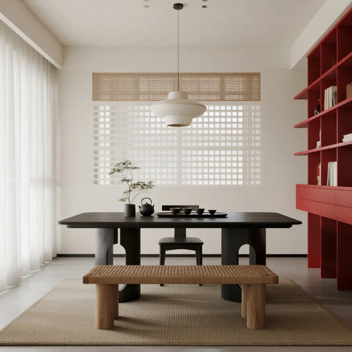 宋式美学侘寂风黑胡桃木茶桌设计师同款泡茶台酒店客厅高端定制