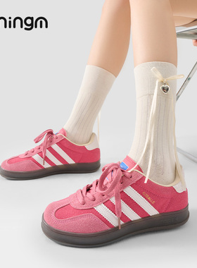 柠萌少女Kissed Petal miu系芭蕾风袜子女蝴蝶结中筒袜灰色堆堆袜