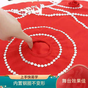 麻纱手绢花东北秧歌二人转手绢钢圈立转款考级专用加厚款手巾道具