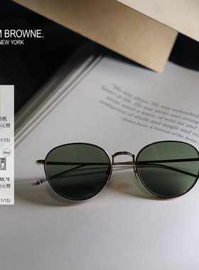 [6期免息]THOM BROWNE 黑色时尚圆框太阳眼镜墨镜