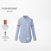 女士四条纹罗缎臂环牛津布衬衫 THOM BROWNE