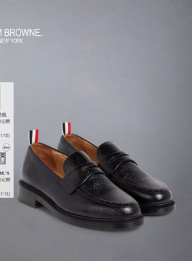 [6期免息]THOM BROWNE 男士经典黑色卵石纹乐福鞋