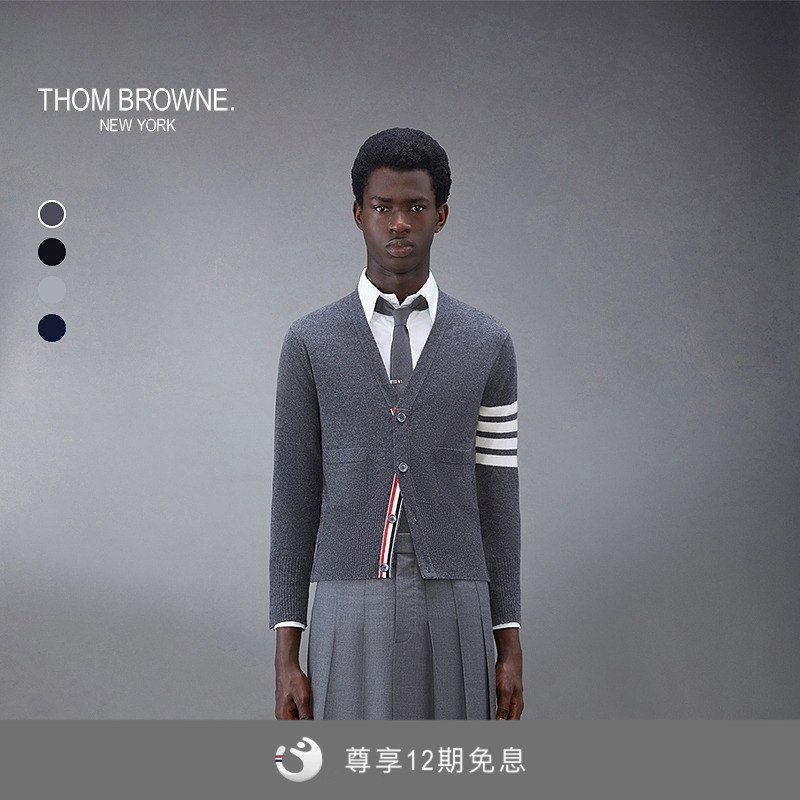 THOMBROWNE男士条纹羊绒开衫