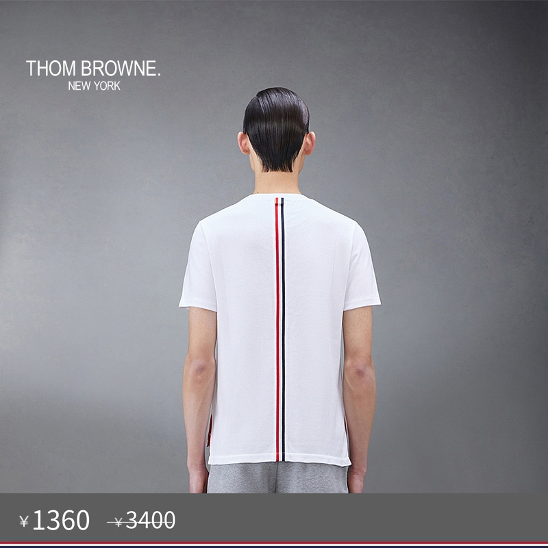 夏季短袖条纹T恤ThomBrowne