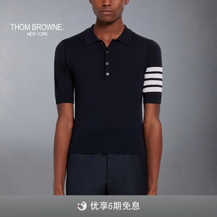 四条纹羊毛针织短袖 BROWNE 男士 毛衣 POLO衫 6期免息 THOM