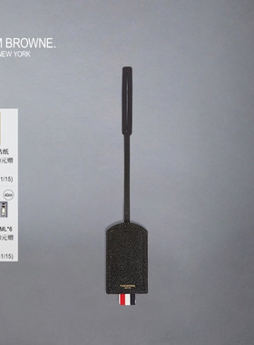 [6期免息]THOM BROWNE 黑色卵石纹皮红白蓝罗缎标饰行李牌