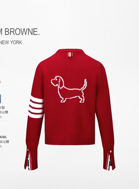 [6期免息]THOM BROWNE女士羊毛HECTOR图案圆领开衫