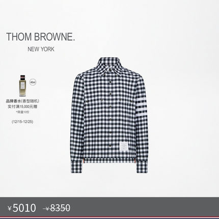 [六折优惠]THOM BROWNE男士格纹四条纹饰休闲衬衫
